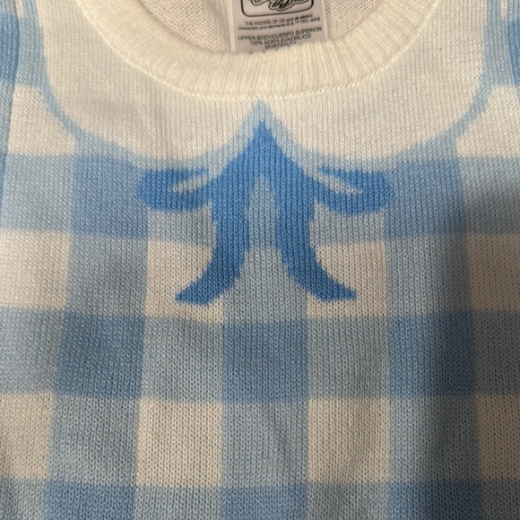 Blue and White Checkered Dress with Tulle Skirt - Picture 6 of 7